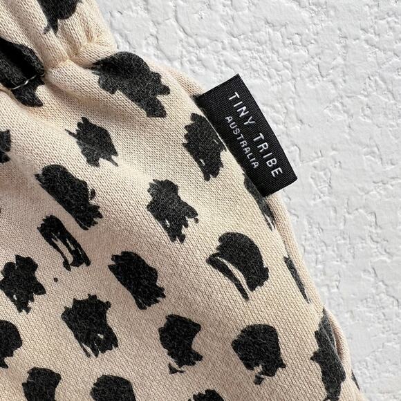 Tiny Tribe Girls Jumpsuit 4T Beige Black Abstract Animal Print Ruffle Straps - Picture 6 of 12